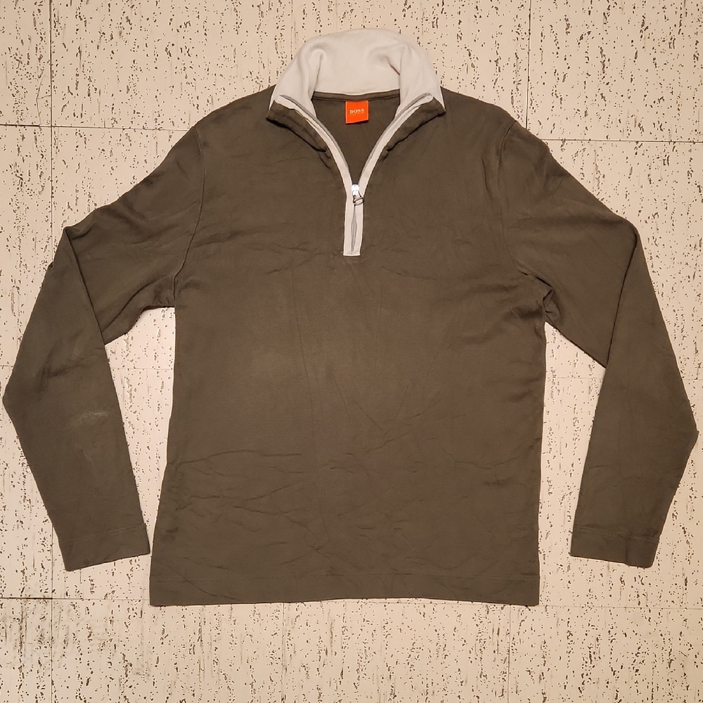 Hugo Boss Grey 1/4 Zip Lightweight Pullover Collar Sweater